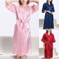 Fancy Satin Pajamas Women Ljeto Bathrobe Home Service Nevjesta dječja noćna noćna ružičasta m