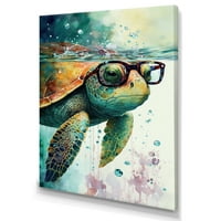 Dizajnerska kornjača sa naočarima u platnu na zidu Ocean II