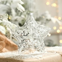 Mishuowoti 3in 3.5in božićni ukras prozirna staklena kugla umetnula s ciglem božićnim kuglom bijeli snjegović pentagrami božićne privjeske i jedna veličina