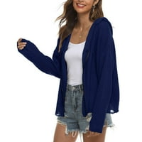 Ženski džemper kaput - modni dugi rukav čvrsti boju - patentni zatvarač s kapuljačom Nepravilan labav