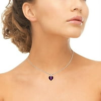 Srebrna ogrlica od ljubičastog srca kreirana sa kristalima Swarovski