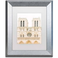 Zaštitni znak likovne umjetnosti 'Notre Dame' platno umjetnost Ariane Moshayedi, bijeli mat, srebrni okvir