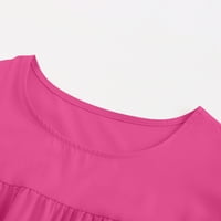 Haljine za žene Himeway Ženska ljetna labava puna boja uboda bez rukava A-line Swing haljina vruće ružičaste