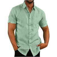 GaThRRgYP Muška bluza na klirensu za 5 dolara, muški modni ljetni ovratnik za slobodno vrijeme džepni