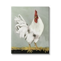 Fluelll White Rooster Seoska kuća Životinje i insekti Palika Galerija zamotana platna Print Wall Art