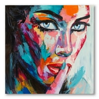 Designart 'apstraktni portret mlade žene s plavim očima II' moderni platneni zidni umjetnički Print