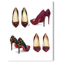 Wynwood Studio Moda i Glam Wall Art Canvas Ispis 'Memborija za lutke Moj ormar za cipele' - crvena, smeđa
