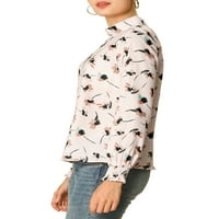 Jedinstvena rasprodaja ženski cvjetni Print lažni vrat elegantna bluza dugih rukava