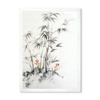 Designart' Vintage crno-bijeli bambus III ' tradicionalni uokvireni umjetnički Print