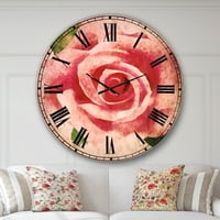 Dizajdbal 'Veliki ružičasti ružičasti cvijet sa lišćem tradicionalnim zidnim satom
