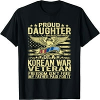 Ponosna kćerka korejskog ratnog veterana vintage kratkih rukava mučina okrugla vrata crne majice