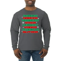 Divlji bobby pijani reindeer božićni muškarac majica dugih rukava, ugljen, 3x-veliki