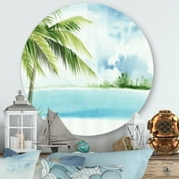 Designart 'Palm Beach Resort na Sunrise I' Nautički i obalni krug Metalna zida - Disk od 23