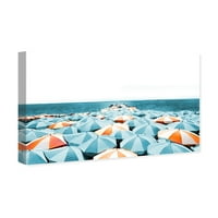 Wynwood Studio Nautical and Coastal Wall Art Canvas Prints 'Cote D'azur suncobrani Aqua' Coastal-Blue,