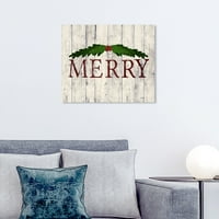 Wynwood Studio Holiday and season Wall Art Canvas Prints 'Merry Wood' Christmas home dekor - crvena, zelena,
