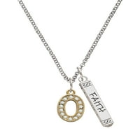 Delight Jewelry Goldtone Crystal Initial-O-Silvertone Believe Faith Prayer Hope Bar Charm Ogrlica, 23