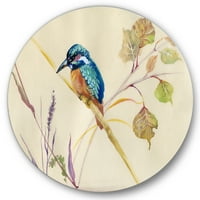 PROIZVODNJAK Zajednički kingfisher ptica na grani tradicionalni krug metalna zidna umjetnost - disk od