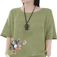 Ženska majica polu rukav ljetni vrhovi cvjetni Print majica labava bluza tunika na plaži pulover Mint