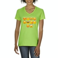 Arti-ženska majica V-izrez kratki rukav-Emoji Entourage