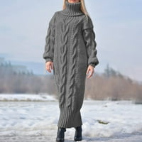 Fsqjgq predimenzionirani ekstra dugi džemperi za žene klasični udobni labavi rukavi sa Lanterom dolčevita