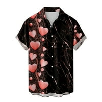 Muška Hawaiian T-Shirts Valentines Day Pokloni Tops Regular Fit Casual dugme dole kratki rukav Ljubav