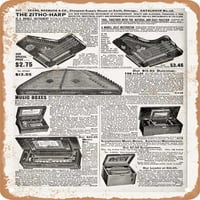 Metalni znak - Sears katalog stranica reprodukcija sadrži muzičke kutije pg. - Vintage Zarđali Izgled