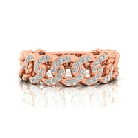 Dijamantni Kubanski lanac, 14k prsten od punog ružičastog zlata, vjenčani prsten, zaručnički pokloni,