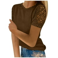 Ženske vrhove Ženska bluza s kratkim rukavima Ležerne sa punim košulje Okrugli izrez Ljeto Brown XL