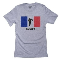 Francuska Olimpic - ragbi - zastava - silueta muške sive majice