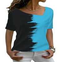 Ženska boja COLORBLOCK kratki rukav V izrez Casual Tops majica