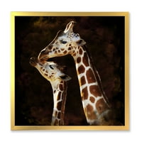 Designart 'Close up of Two Giraffe Kissing I' Farmhouse Framed Art Print