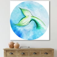 Mermaid Green Ribe Slikanje repom repom platna Art Print