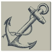 Wynwood Studio Nautical and Coastal Wall Art Canvas Prints 'Nautical Anchor' Nautical Watercrafts-plava,