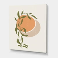 Designart 'Sažetak narandžasti mjesec i Sunce s tropskim listom' moderni platneni zidni umjetnički Print