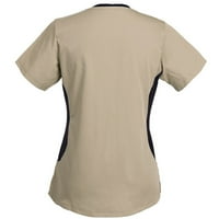 Vrhovi za žene Žene kratki rukav V-izrez V-izrez Radna uniforma Čvrsta patchwork u boji džep bluza Khaki