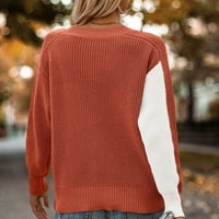 AherBiu jesen džemperi za žene pruge Crew vrat Dugi rukav Rebble pleteni pulover Casual labavi skakači