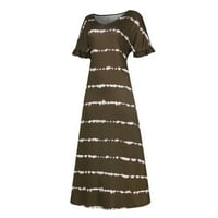 Puawkoer ženska duga haljina V-izrez traka za odmor osnovna ljetna haljina ženski vrhovi XL kafa