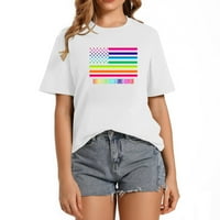 : Snaga i čast ljubitelja američke zastave Rainbow ženska Casual smiješna grafička majica: savršen rođendanski