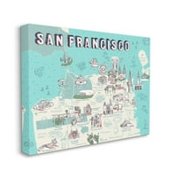 Stupell Industries San Francisco California karta grada turističke destinacije dizajn ziwei Li, 16 20