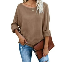 Delou ženski veliki okrugli vrat s ramena džemper s dva habanja dugi rukav gornji pulover labav ležerni