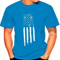 Woobling Men Summer Tops američka zastava print bluza Moda T Shirts Mens Loose Fit plaža pulover tamnoplava