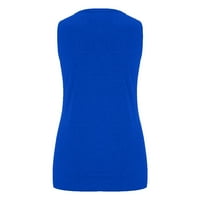 Plus Size vrhovi za ženske tunike s V-izrezom s printom plavi 3xl bez rukava
