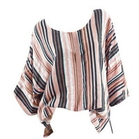 Yueulianxi Žene okrugli izrez ulični trend pulover Striped Labava majica rukava