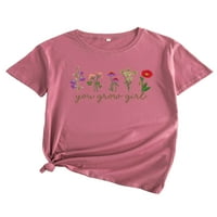 Capreze Women majica kratki rukav ljetni vrhovi cvjetni ispis majica modna tunika bluza posada izrez pulover