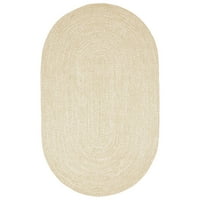 Superior pletenica ovalna zatvorena na otvorenom tepih, 4 '6', krem ​​bijela