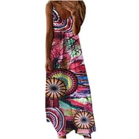 Maturalne haljine za žene Moda žene ljetni V-izrez Casual cvjetni Print Slip Dress špageti naramenice