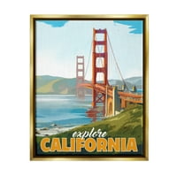 Stupell Industries Istražite Kalifornijski Vodeni most udaljene livade pejzaž grafička Umjetnost metalik