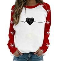 haxmnou džemper za Dan zaljubljenih ženski štampani džemper za vrat posade crveni xl