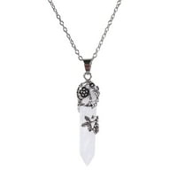 Nakit sa lancem Rose Quartz bijeli ametist Hexagonal Healing Crystal ogrlica prirodni kamen ogrlica cvijet