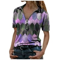 qazqa modni ženski ljetni štampani kratki rukav ovratnik s reverom majica casual tee tops bluza pp xl